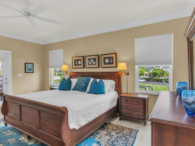 1105 Gayer Way Unit A-202, Marco Island, FL 34145 - bedroom with crown molding and ceiling fan