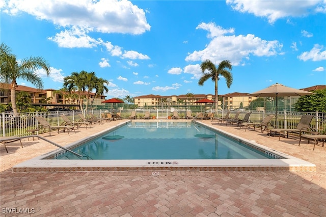 view of pool featuring a patio