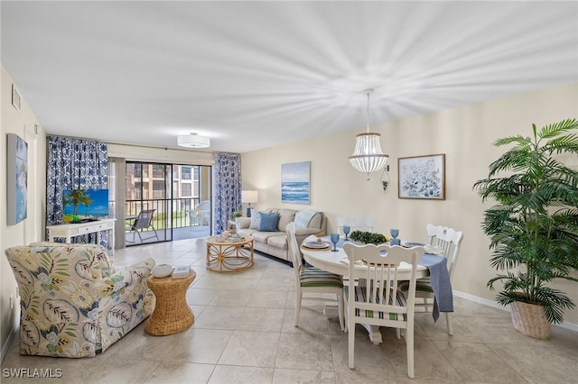 view of tiled dining space