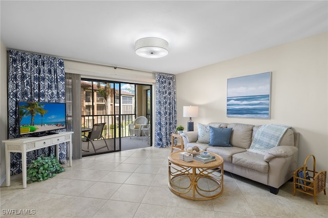 view of tiled living room