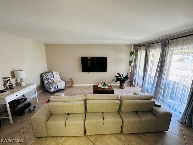 view of tiled living room