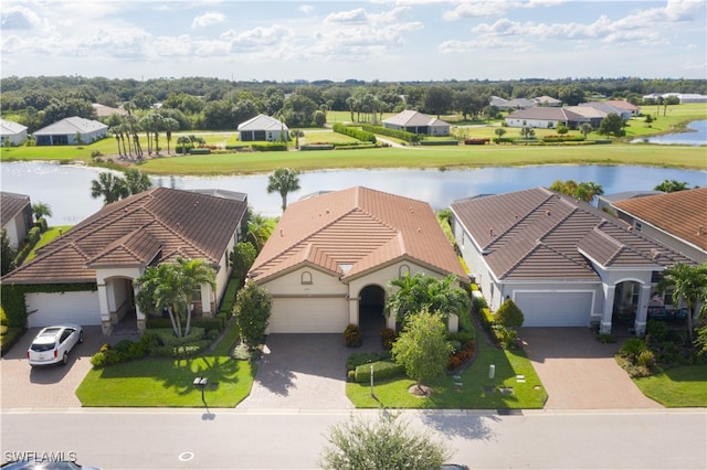 bird's eye view featuring a water view