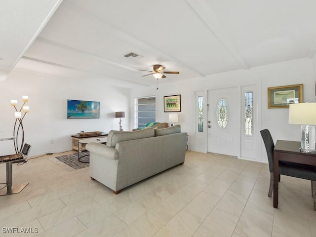 1258 Jamaica Rd, Marco Island, FL 34145 - living room with visible vents and a ceiling fan