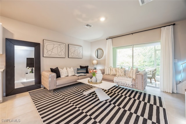 view of tiled living room