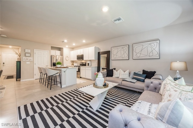 view of tiled living room