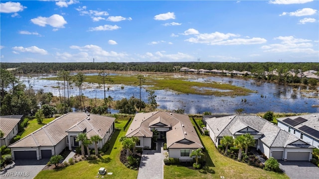 bird's eye view featuring a water view