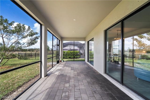 view of unfurnished sunroom