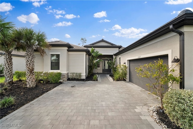 view of front of house with a garage