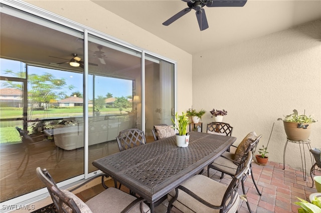 interior space featuring a wealth of natural light and ceiling fan