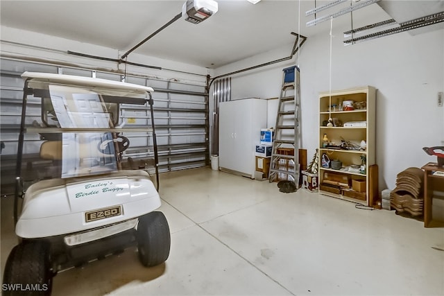 garage with a garage door opener