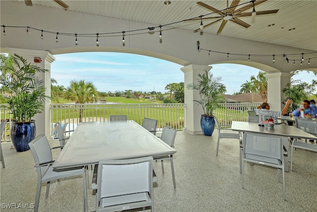 view of patio with ceiling fan