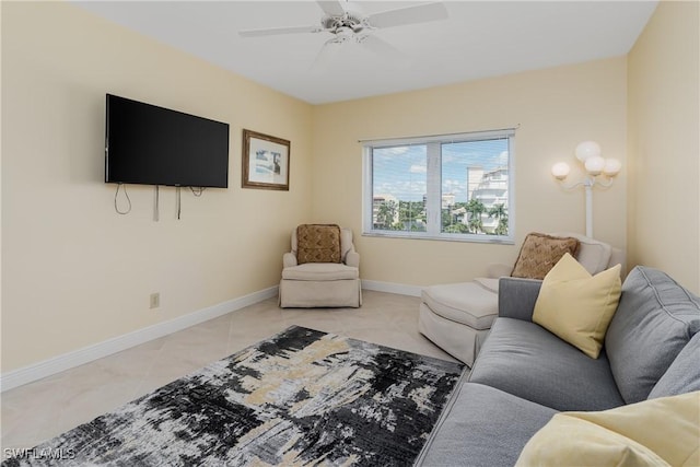 1036 S Collier Blvd Unit B-301, Marco Island, FL 34145 - living room featuring ceiling fan and baseboards