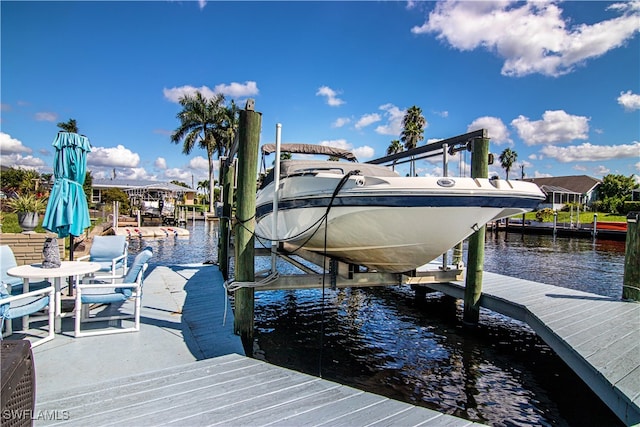 view of dock featuring a water view