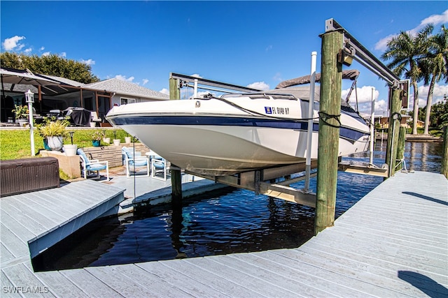 dock area with a water view