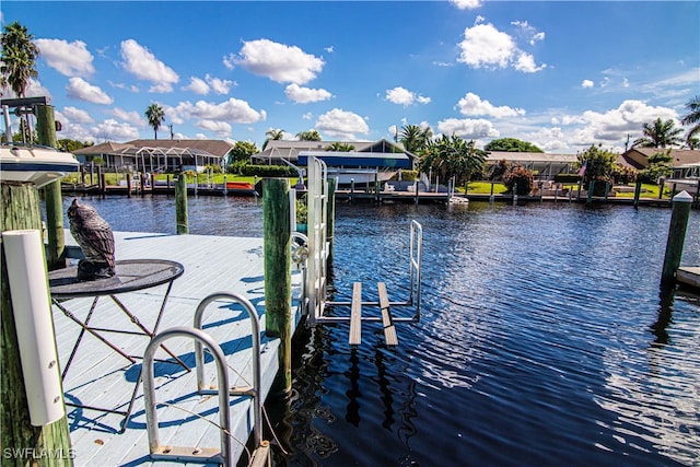 view of dock featuring a water view