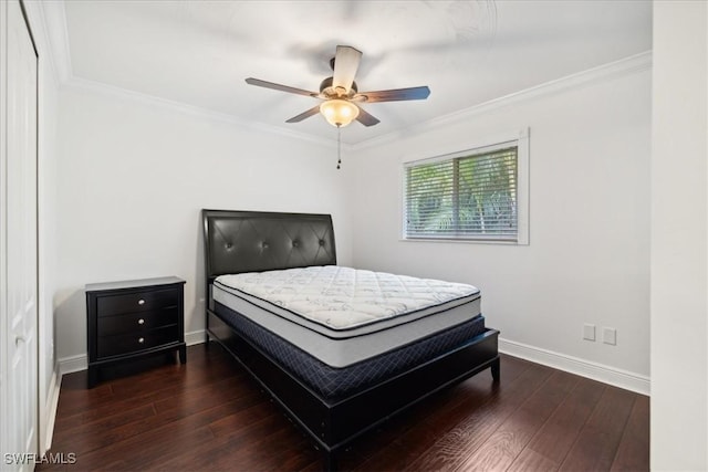 15621 Red Fox Run, Fort Myers, FL 33912 - bedroom with hardwood / wood-style floors, ornamental molding, and ceiling fan