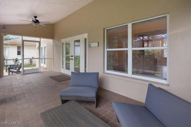 15621 Red Fox Run, Fort Myers, FL 33912 - view of patio with french doors and ceiling fan