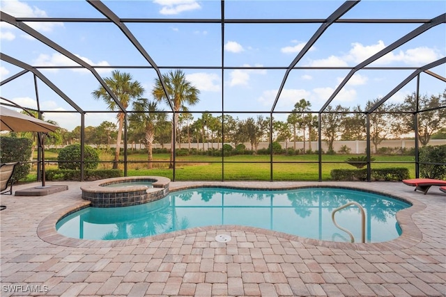 12917 Hadley Ct, Fort Myers, FL 33913 - view of pool featuring a patio, glass enclosure, and a pool with connected hot tub