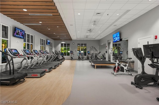 12917 Hadley Ct, Fort Myers, FL 33913 - gym featuring recessed lighting, a paneled ceiling, and baseboards