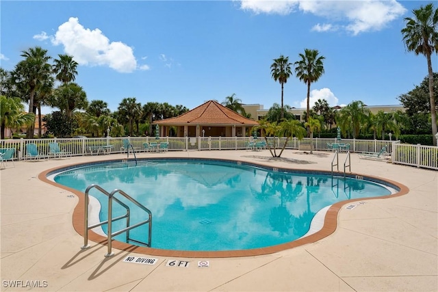 view of pool featuring a patio