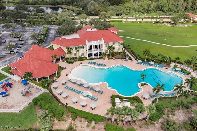 17364 Walnut Run Dr, Alva, FL 33920 - birds eye view of property featuring a water view