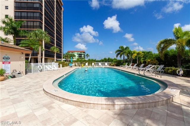 view of pool featuring a patio area