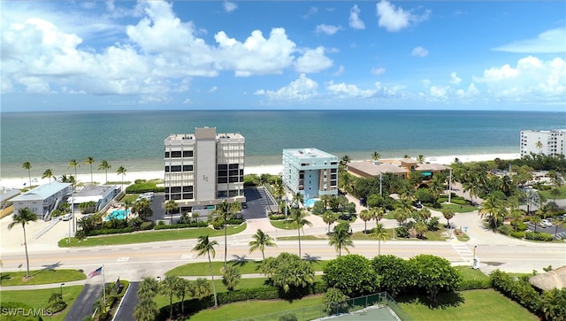 view of water feature with a view of the beach