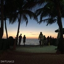 yard at dusk with a water view