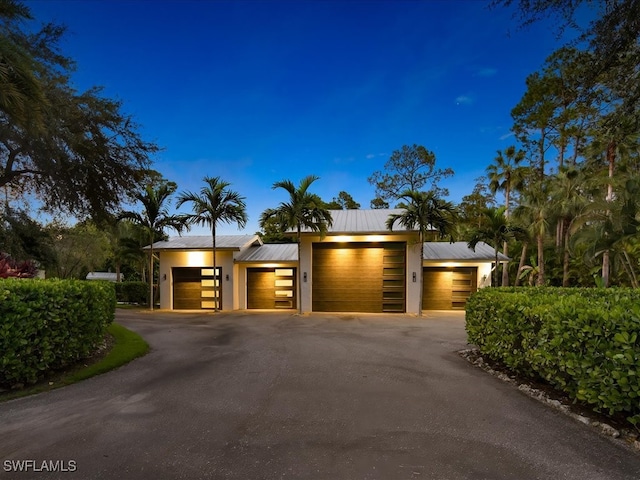 contemporary home featuring a garage