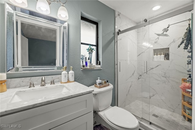 5811 SW 1st Pl, Cape Coral, FL 33914 - full bathroom with a textured wall, vanity, and a marble finish shower