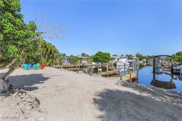 view of dock featuring a water view