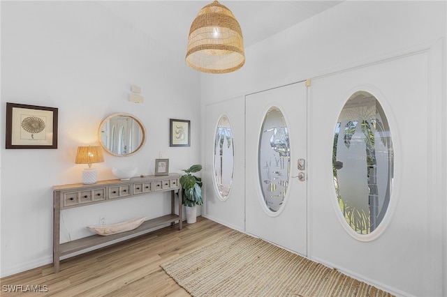 entryway with light wood-type flooring