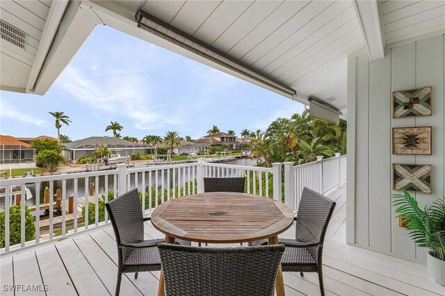 deck with a water view