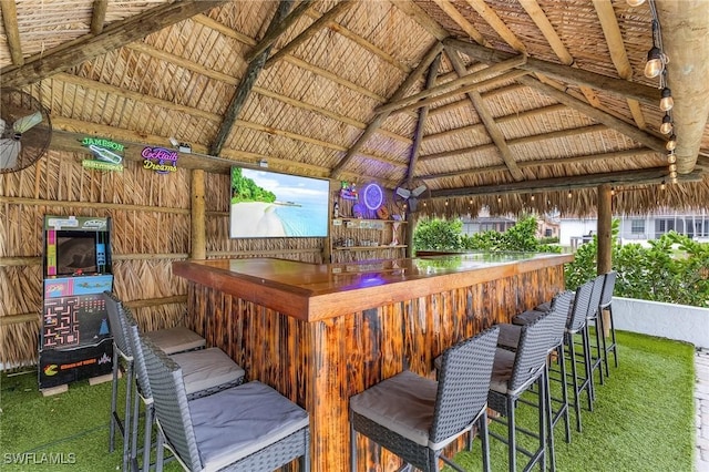 exterior space with lofted ceiling