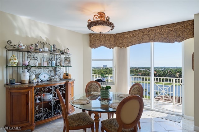 view of tiled dining space