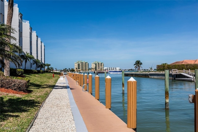 view of dock featuring a water view