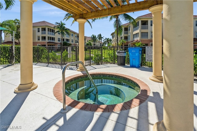 view of patio / terrace with a community hot tub