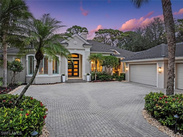 view of front facade with a garage