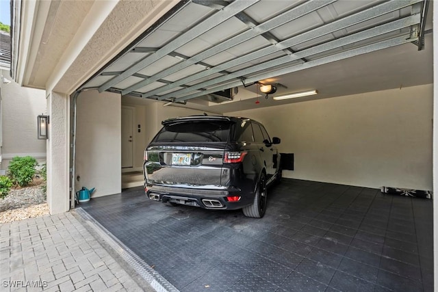 garage with a garage door opener