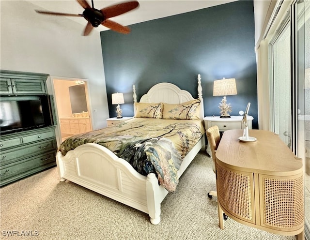 bedroom with carpet flooring and ceiling fan