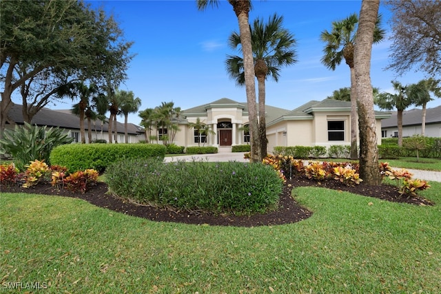 ranch-style house featuring a front yard