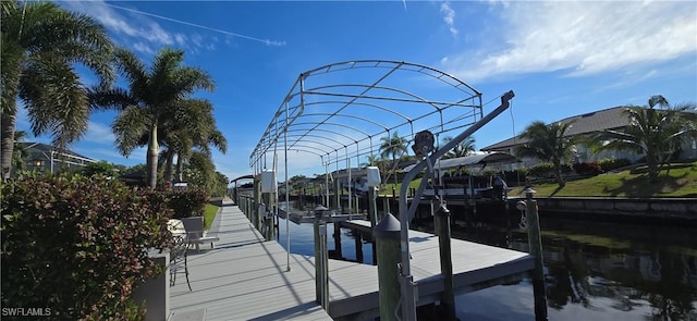 view of dock featuring a water view