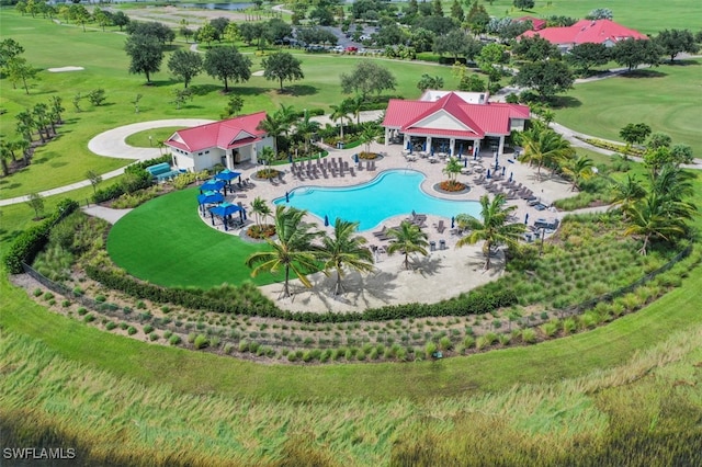 community pool featuring a patio and a gazebo