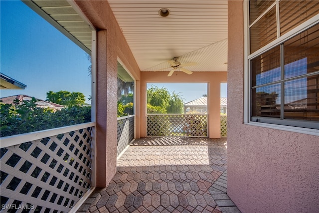 view of patio with ceiling fan