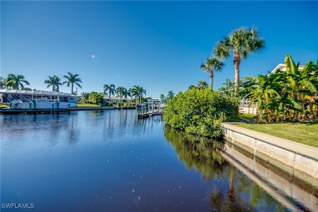 property view of water featuring a dock