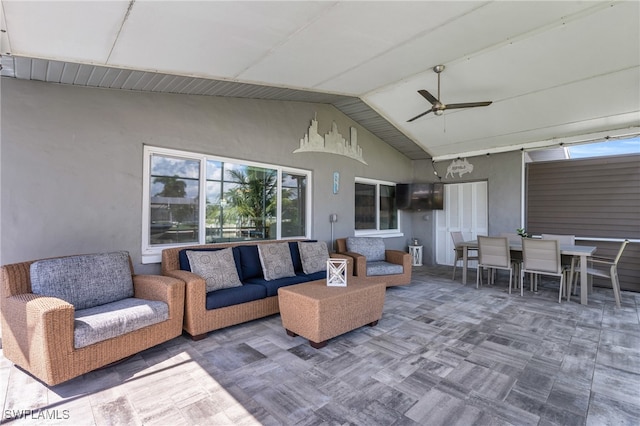 view of patio / terrace with ceiling fan and an outdoor hangout area