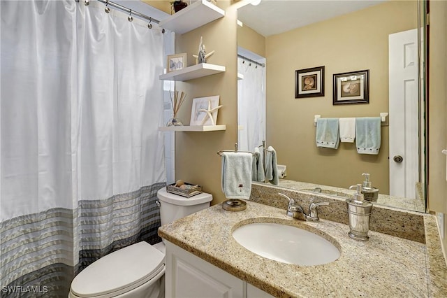 bathroom with toilet and vanity