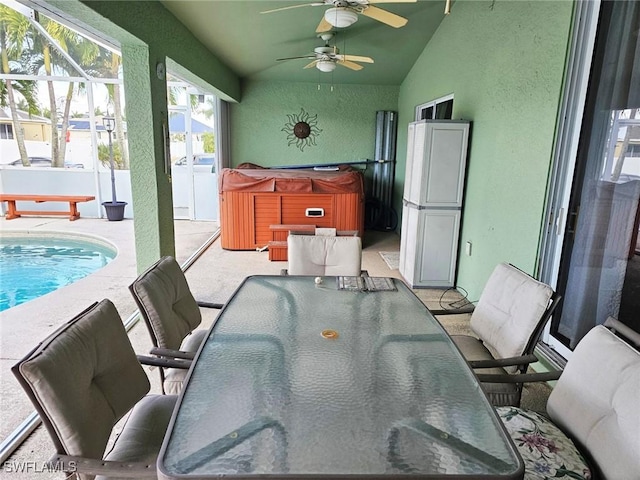 dining room featuring vaulted ceiling