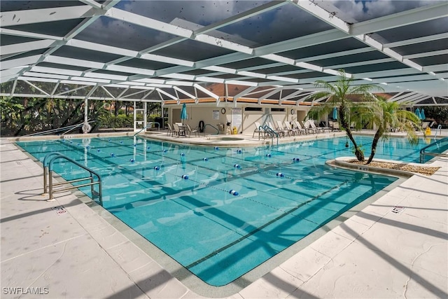 pool featuring a patio area and a lanai