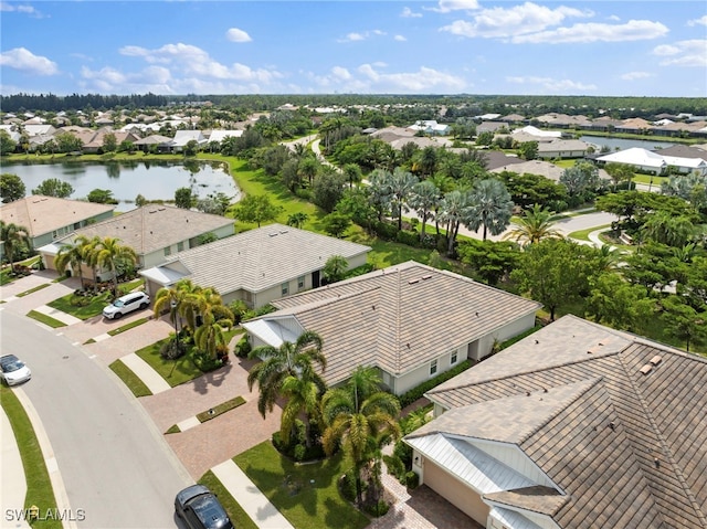 bird's eye view featuring a water view